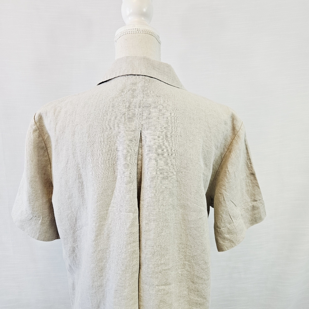 Eileen Fisher Short-Sleeve Linen Blend Button Down Shirt size Medium - Picture 7 of 8